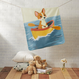 Cute Australian Kelpie Puppy Boat Pastel Baby Blanket
