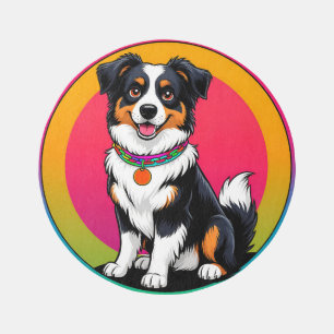 Cute Australian Shepherd Cartoon dog Outdoor Rug