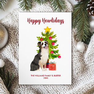 Cute Australian Shepherd Dog Family Christmas Holiday Card