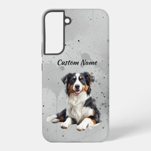 Cute Australian Shepherd Dog Pet Custom Name Samsung Galaxy S22+ Case