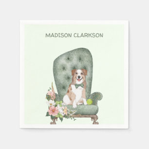 Cute Australian Shepherd on Chair Napkins