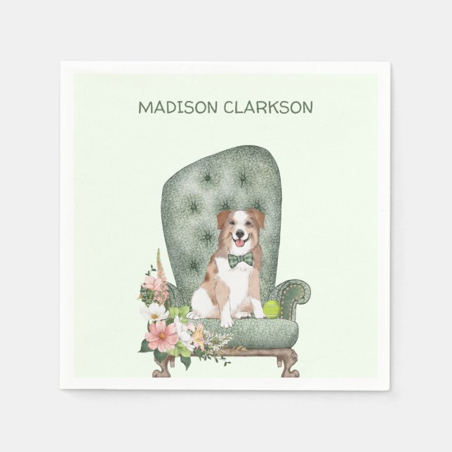 Cute Australian Shepherd on Chair Napkins (Front)