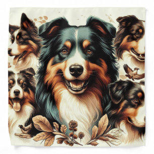 Cute Australian Shepherd Painting Bandana