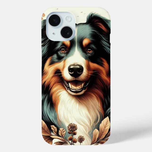 Cute Australian Shepherd Painting Case-Mate iPhone Case (Back)