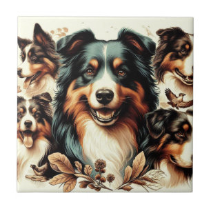 Cute Australian Shepherd Painting Ceramic Tile