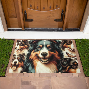 Cute Australian Shepherd Painting Doormat