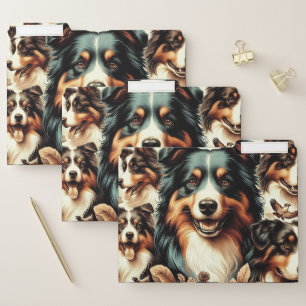 Cute Australian Shepherd Painting File Folder