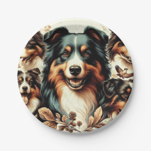 Cute Australian Shepherd Painting Paper Plates