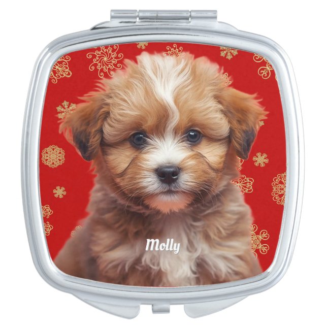 Cute Australian Shepherd Personalized Compact Mirror (Front)