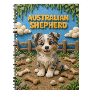 Cute Australian Shepherd Puppy, Baby Dog Notebook