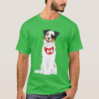 Cute Australian Shepherd Puppy with Red Bandana T-Shirt