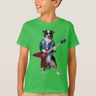Cute Australian Shepherd Rock Star Kids' T-Shirt