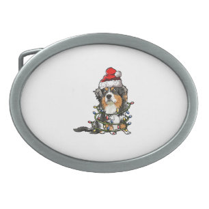 Cute Australian Shepherd Santa Christmas Tree Ligh Belt Buckle
