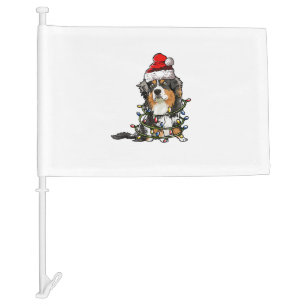 Cute Australian Shepherd Santa Christmas Tree Ligh Car Flag