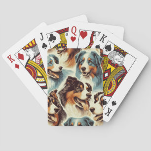 Cute Australian Shepherd Seamless Poker Cards