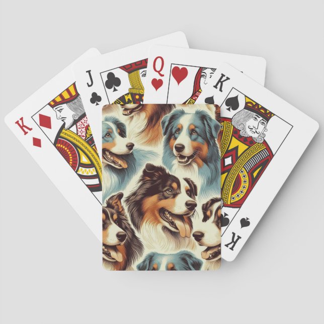 Cute Australian Shepherd Seamless Poker Cards (Back)