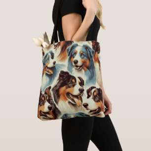 Cute Australian Shepherd Seamless Tote Bag