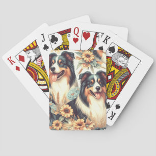 Cute Australian Shepherd Vintage Painting Poker Cards