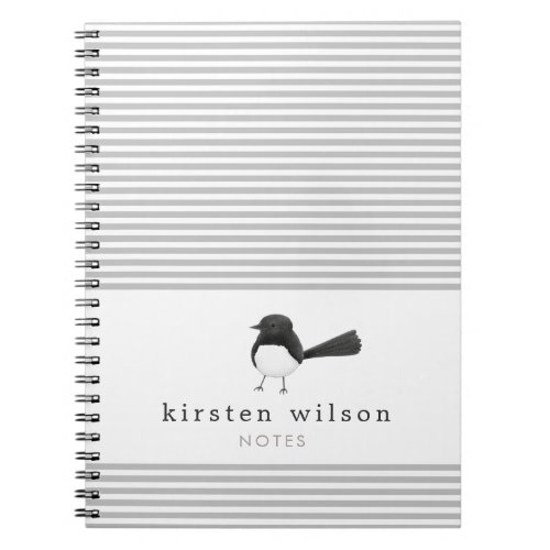 Cute Australian Willie Wagtail Bird Personalized Notebook