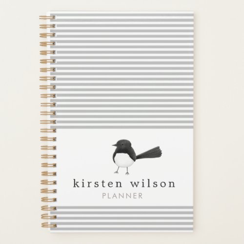 Cute Australian Willie Wagtail Bird Personalized Planner