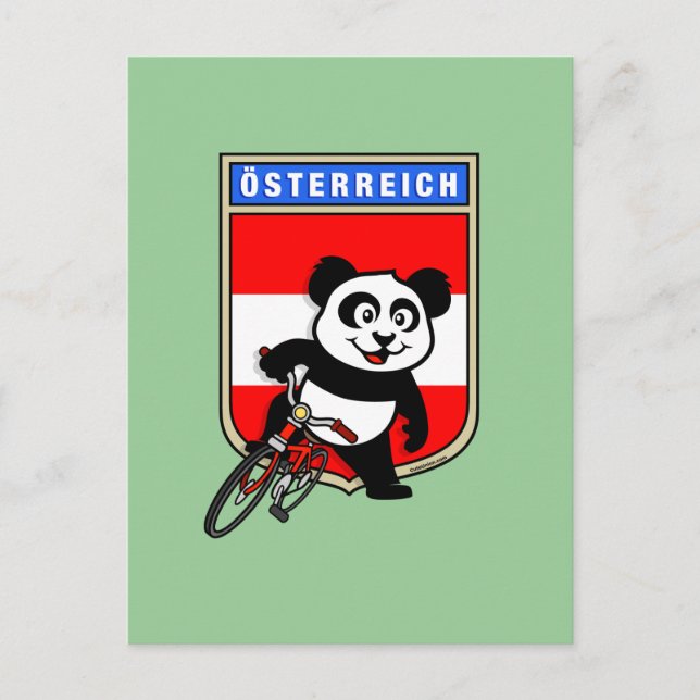 Cute Austria Cycling Panda Postcard (Front)