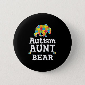 Cute Autism Awareness Aunt Bear Button