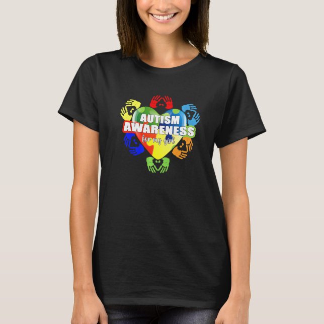 Cute Autism Awareness For My Girl Autism Mom Dad T-Shirt (Front)