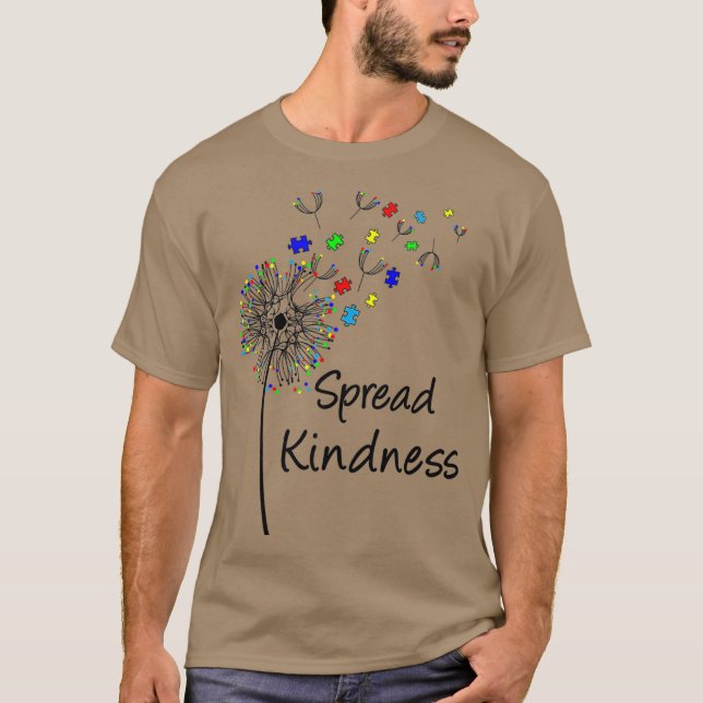 Cute Autism Awareness Puzzle Piece Dandelion T-Shirt (Front)