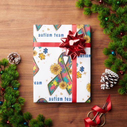 cute autism awareness ribbon puzzle piece  wrapping paper