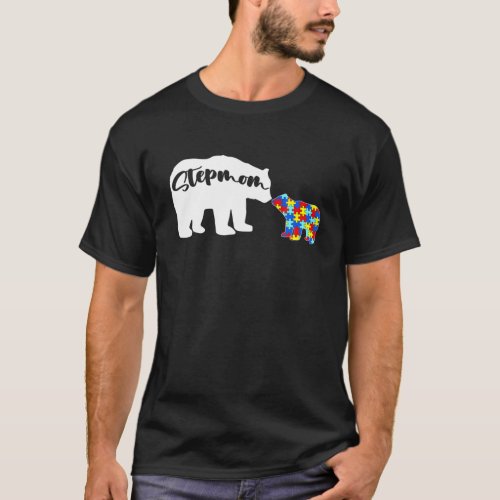 Cute Autism Awareness Stepmom Bear Family Autistic T_Shirt