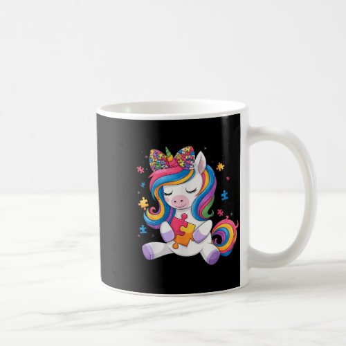 Cute Autism Awareness Toddler Girl Bow Unicorn Puz Coffee Mug