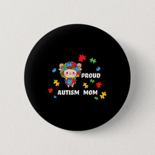 Cute Autism Awareness Women - Proud Autism Mom Lam Button