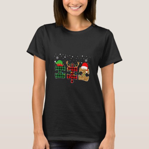 Cute Autism Christmas Puzzle Autistic Xmas Pajama  T_Shirt