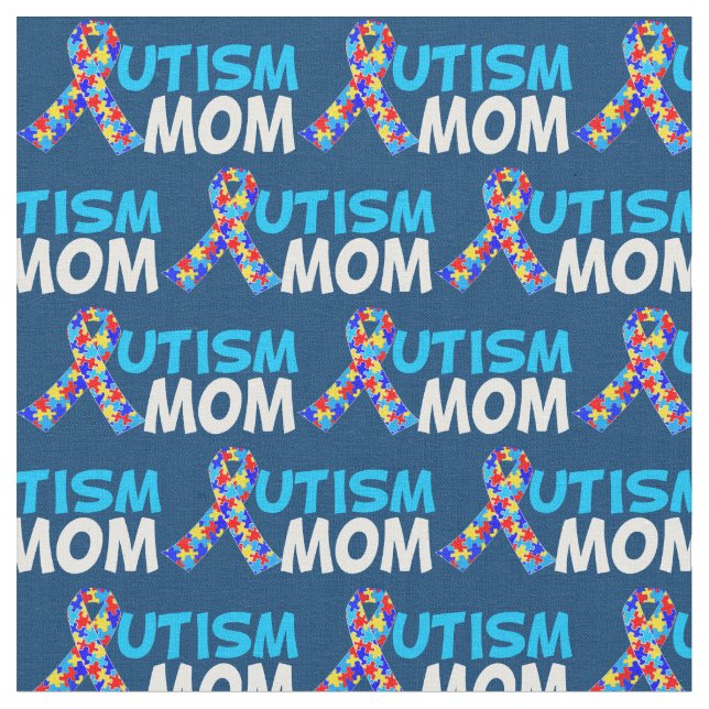 Cute Autism Mom Blue Fabric (Close Up)