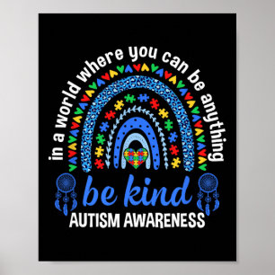 Cute Autism Mom Women Men Autism Awareness Be Kind Poster