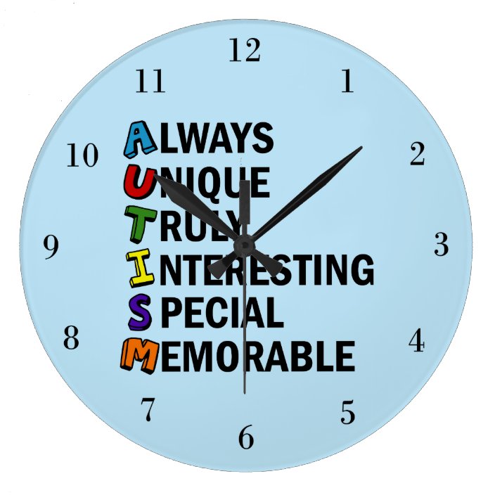 Cute Autism Pride Acrostic Large Clock