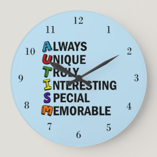 Cute Autism Pride Acrostic Large Clock