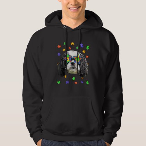 Cute Autism Shih Tzu Dog Puzzle Sunglasses Pet Own Hoodie