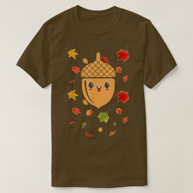 Cute Autumn Acorn Leaves Top for Fall Lovers  (Design Front)