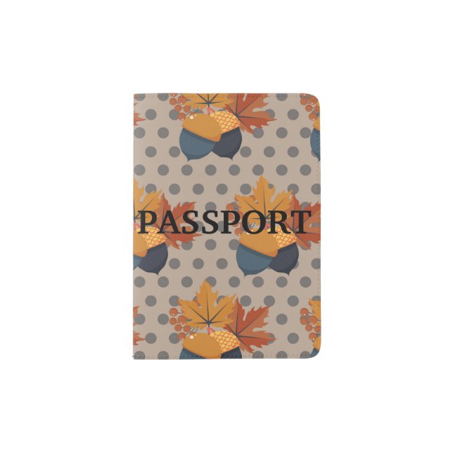 Cute Autumn Acorn Patterns Passport Holder (Front)