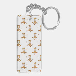 Cute Autumn Babies in Falling Leaves Pattern Keychain