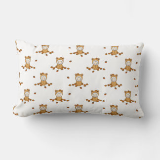 Cute Autumn Babies in Falling Leaves Pattern Lumbar Pillow
