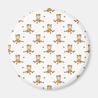 Cute Autumn Babies in Falling Leaves Pattern Magnet