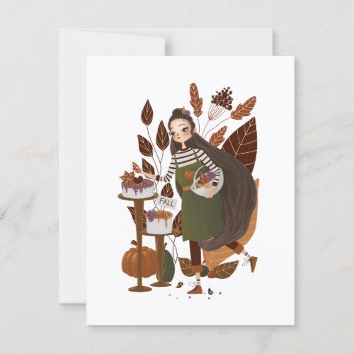 Cute Autumn Baker Thank You Card