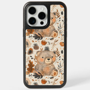 Cute Autumn Bear & Woodland Foliage Pattern iPhone 15 Pro Max Case