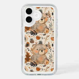 Cute Autumn Bear & Woodland Foliage Pattern iPhone 16 Case