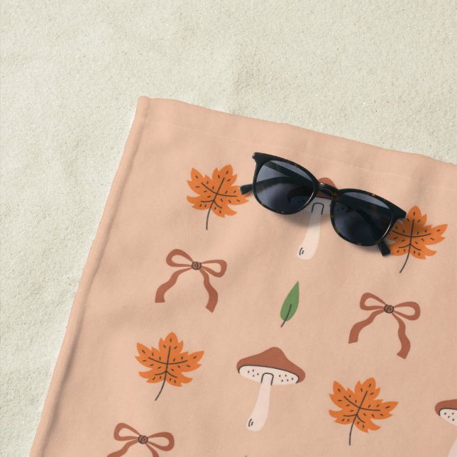 Cute Autumn Bow Pattern Beach Towel (In Situ)