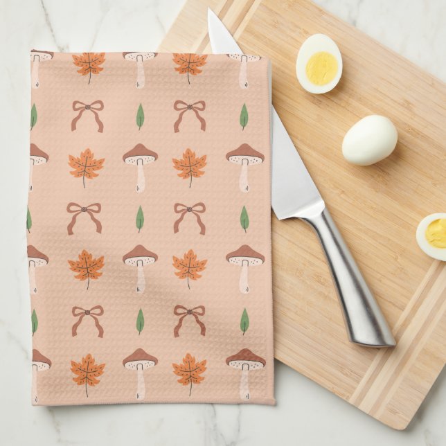 Cute Autumn Bow Pattern Kitchen Towel (Quarter Fold)