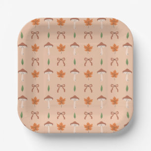 Cute Autumn Bow Pattern Paper Plates