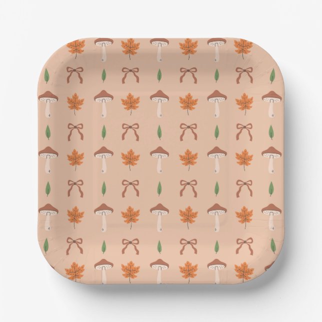 Cute Autumn Bow Pattern Paper Plates (Front)